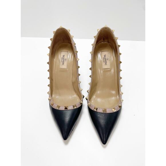 Valentino Garavani Calfskin Rockstud 85mm Pumps 38.5 Black Poudre - Picture 2 of 12